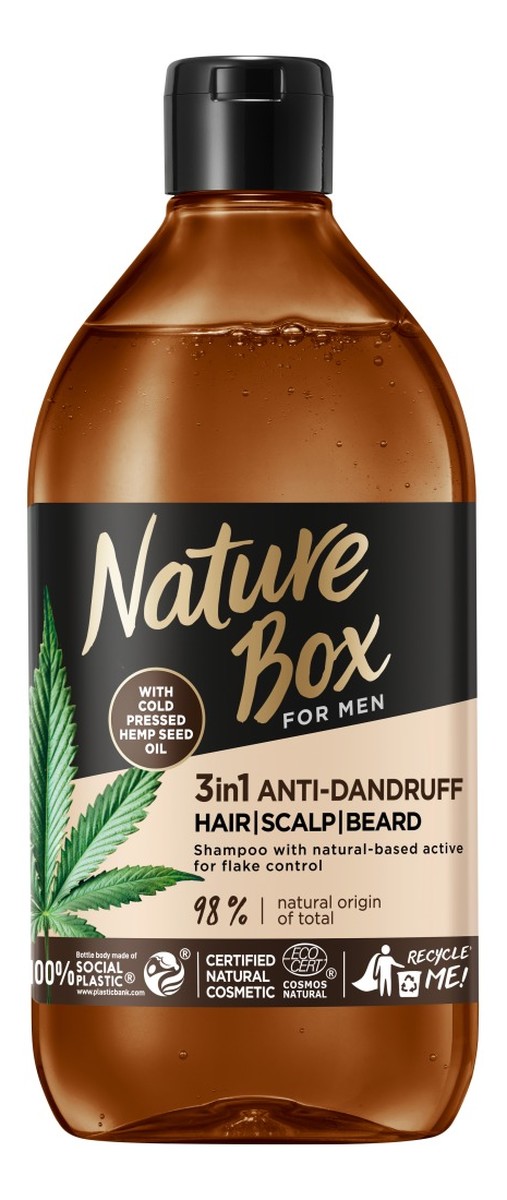 For Men Hemp Oil 3in1 przeciwłupieżowy szampon z formułą 3w1 do włosów skóry głowy i brody