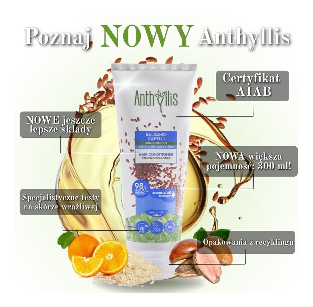 Bio Odżywka do włosów z pantenolem i ekstraktem z lnu