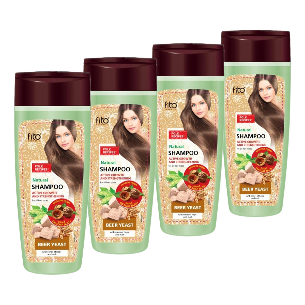 Fitokosmetik DROŻDŻE PIWNE Szampon do włosów aktywny wzrost i wzmocnienie 4x270ml