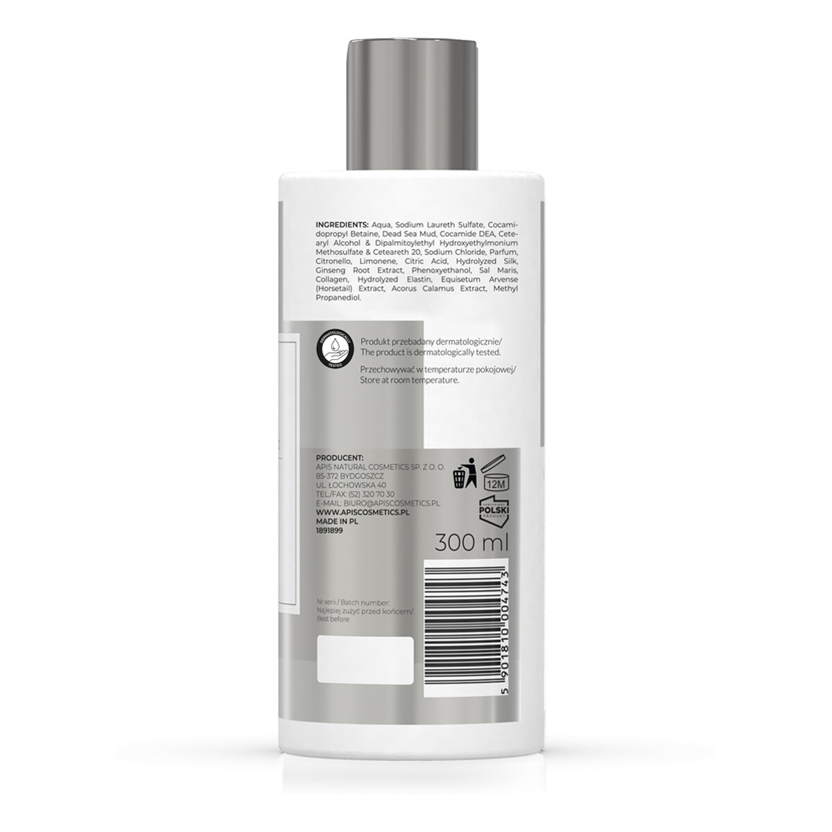 Apis Inspiration Szampon Błotny z Minerałami z Morza Martwego dla Włosów Suchych Zniszczonych i Łamliwych 300ml