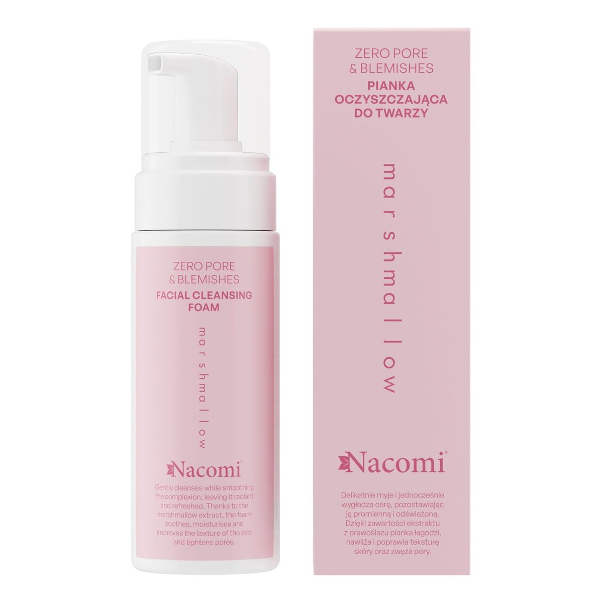 Nacomi Zero pore & blemishes Pianka oczyszczająca do twarzy Marshmallow 150ml