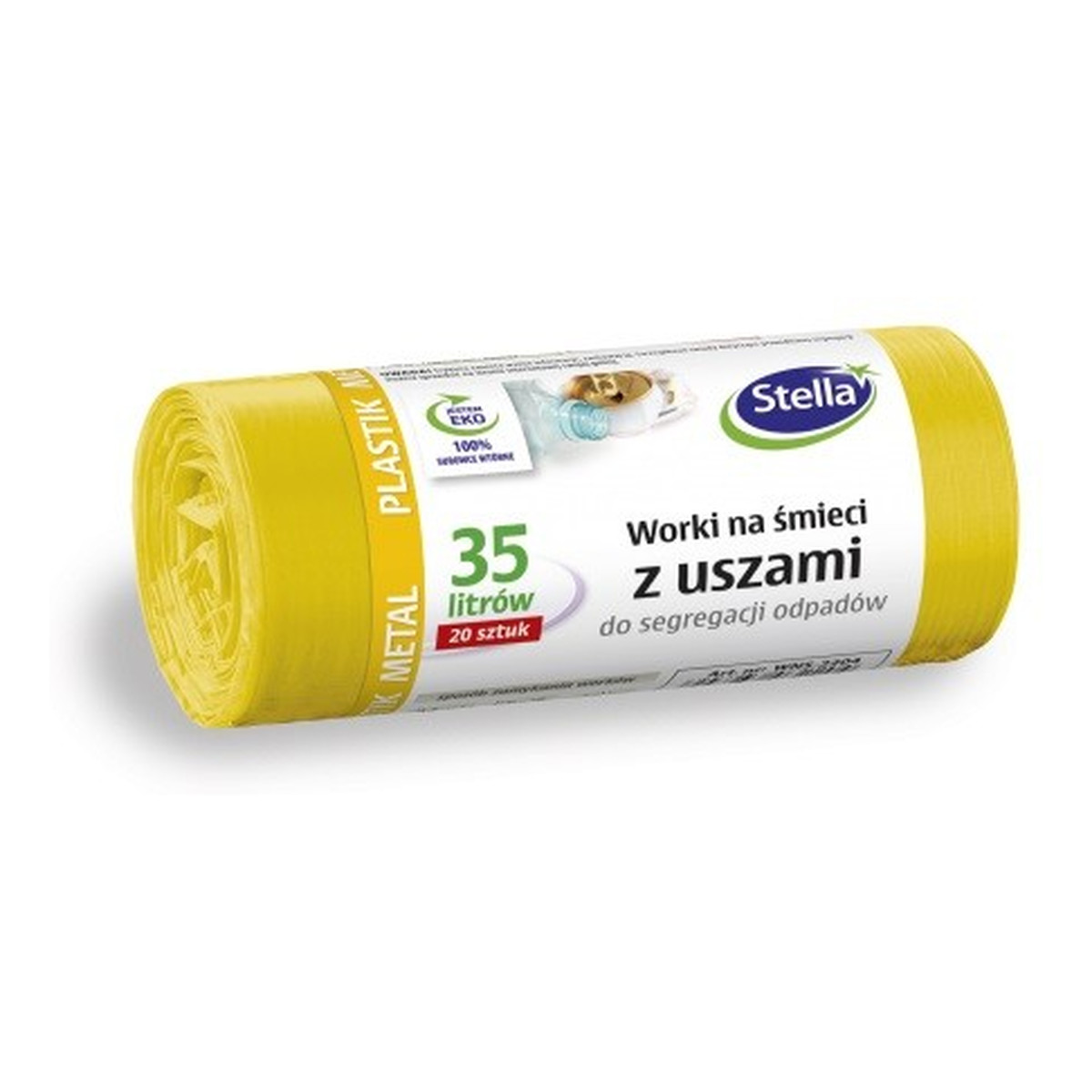 Stella Worki z uszami do segregacji odpadów METAL PLASTIK żółte 35L - 1op.-20szt.