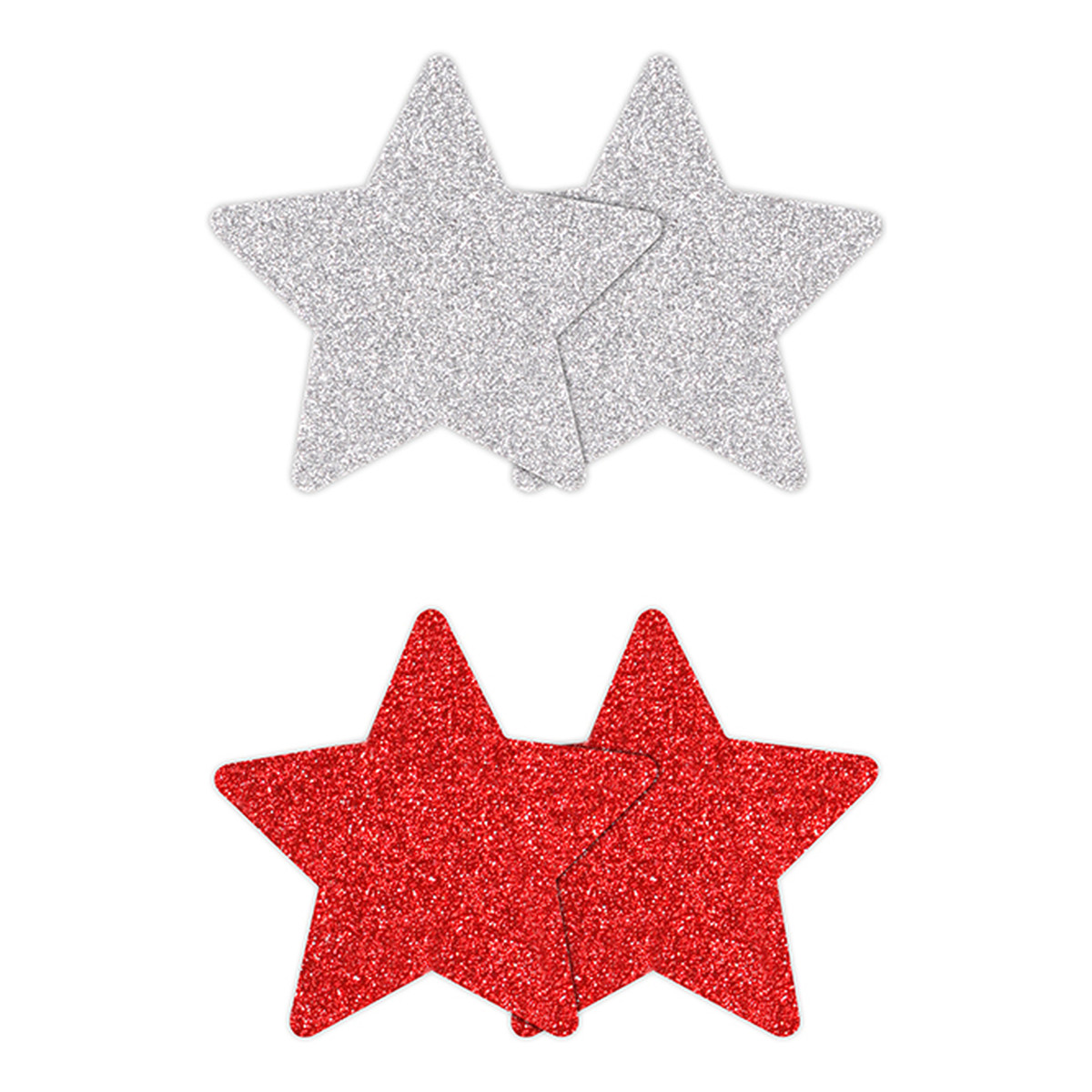 NS Novelties Pretty pasties nakładki na biust glitter stars red/silver 2 pary