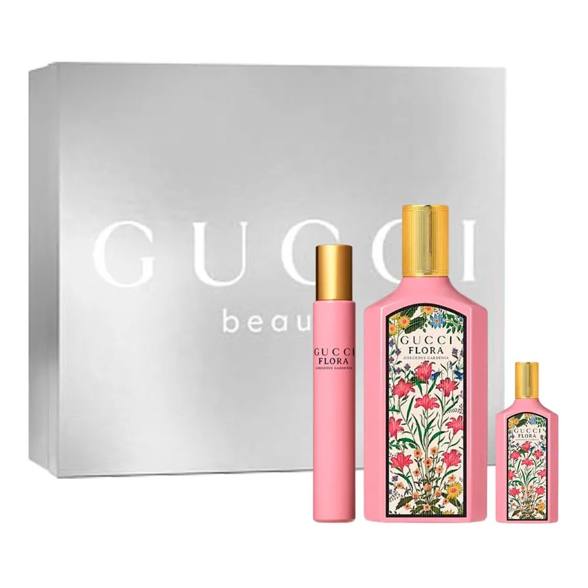 Gucci Flora Gorgeous Gardenia Zestaw woda perfumowana spray 100ml + woda perfumowana spray 10ml + miniatura wody perfumowanej 5ml