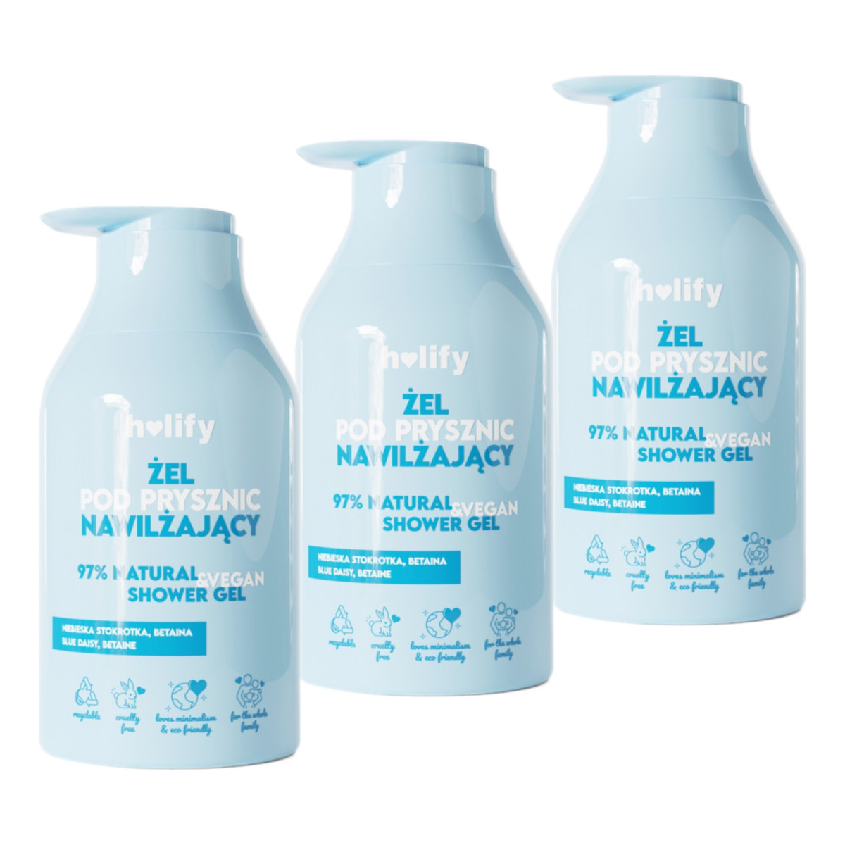 Holify Żel pod prysznic Nawilżający 3x500ml