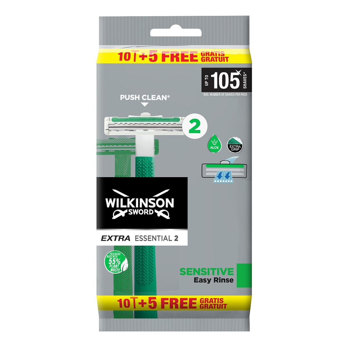 Wilkinson Extra essential 2 sensitive jednorazowe maszynki do golenia dla mężczyzn 15szt