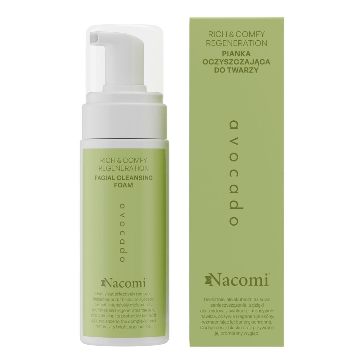 Nacomi Rich&comfy regeneration Pianka oczyszczająca do twarzy Avokado 150ml