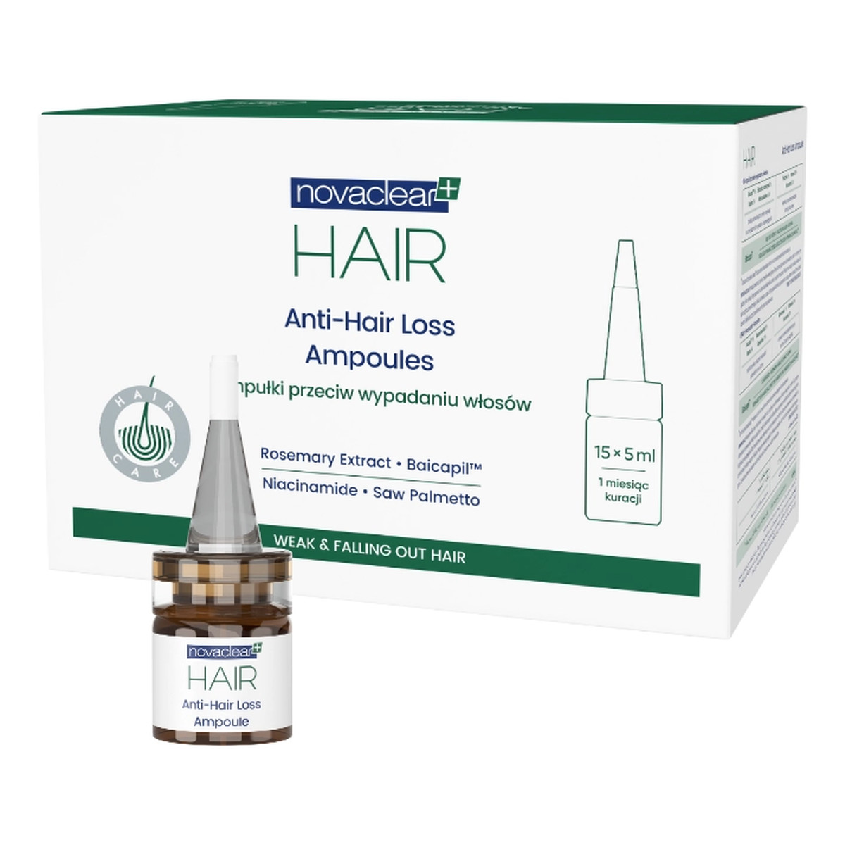 Novaclear Hair Ampułki przeciw wypadaniu włosów (15x5ml) 75ml