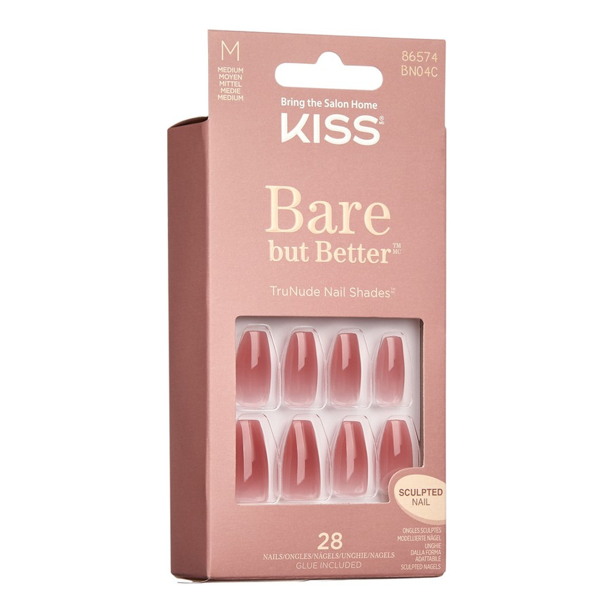 Kiss Sztuczne paznokcie bare but better-nude (rozmiar m) 1op.(28szt)