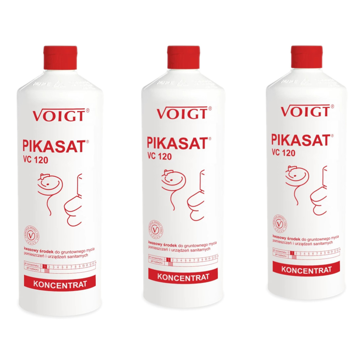Voigt Pikasat Kwasowy Środek Do Gruntownego Mycia Pomieszczeń I Urządzeń sanitarnych VC120 3x1L