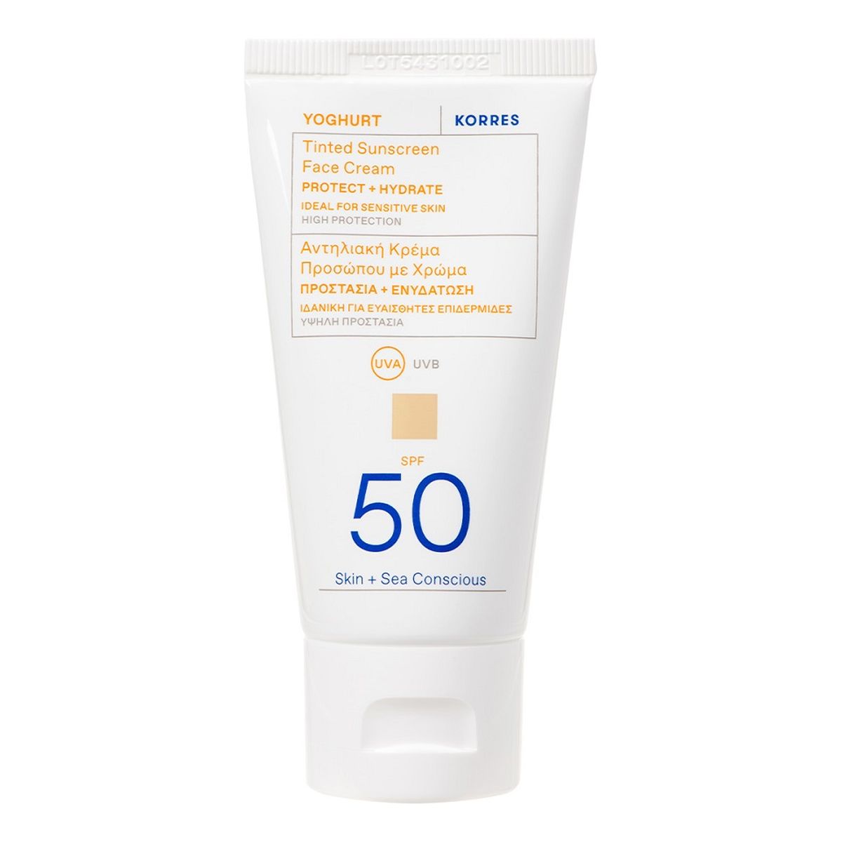 Korres Yoghurt Tinted Sunscreen Face Cream koloryzujący Krem ochronny do twarzy spf50 nude 50ml