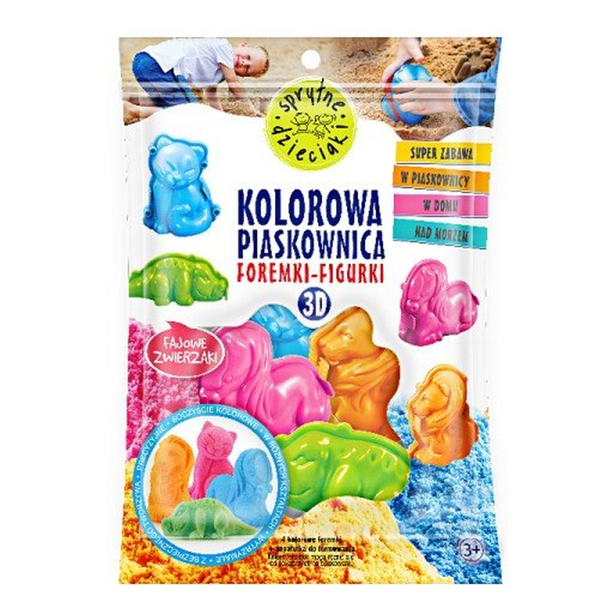 Sprytne Dzieci Kolorowa Piaskownica Foremki Fajowe Zwierzaki 3D