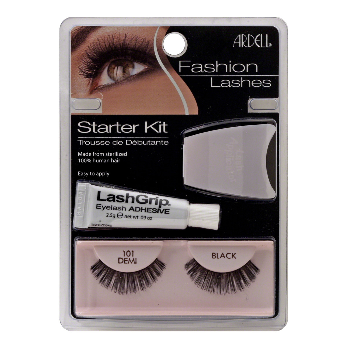 Ardell Fashion Lashes Starter Kit para sztucznych rzęs 101 Demi Black + Lash Grip Woterproof klej do rzęs 7g + Aplicator