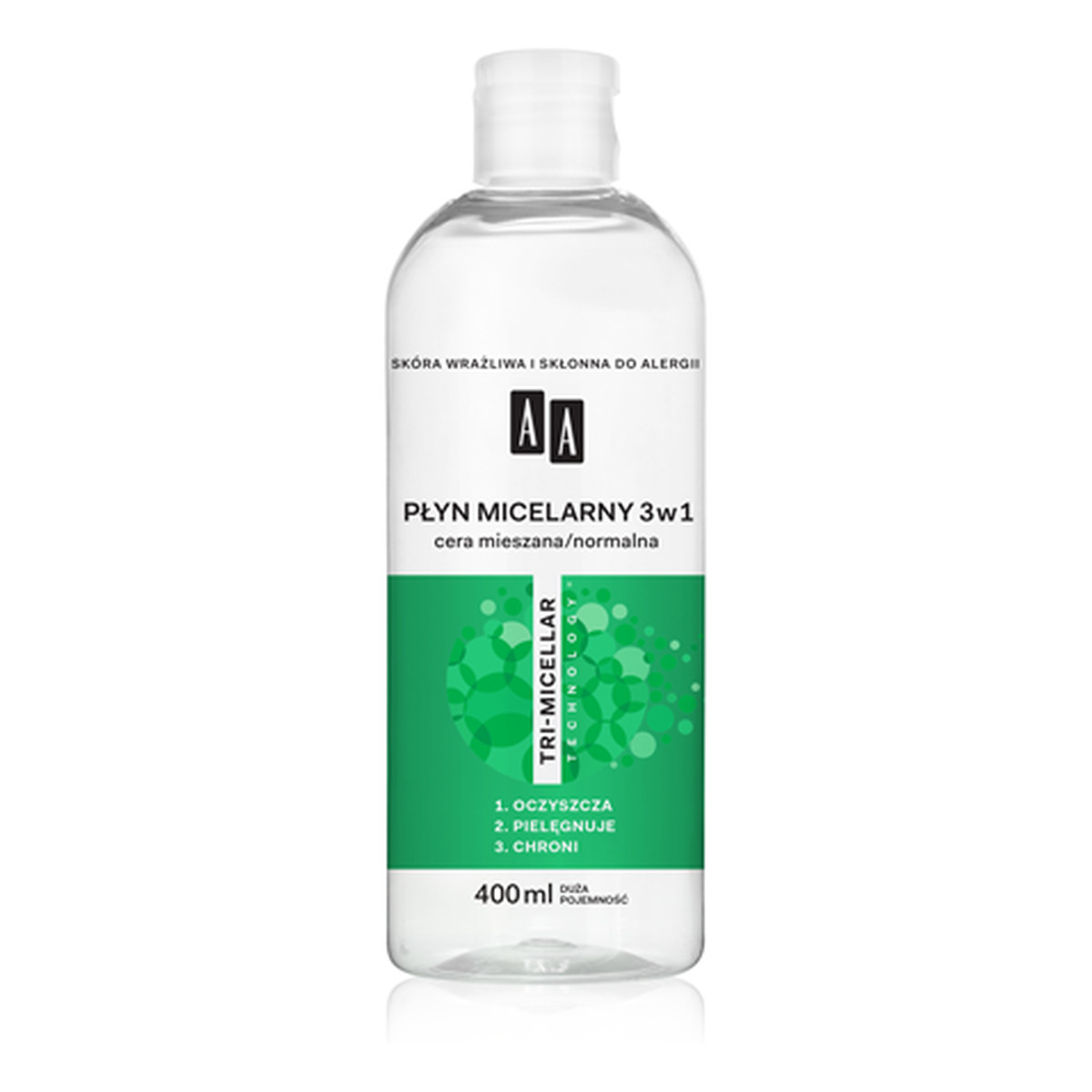 AA Tri-Micellar Płyn micelarny do demakijażu 3w1 - cera mieszana normalna 400ml