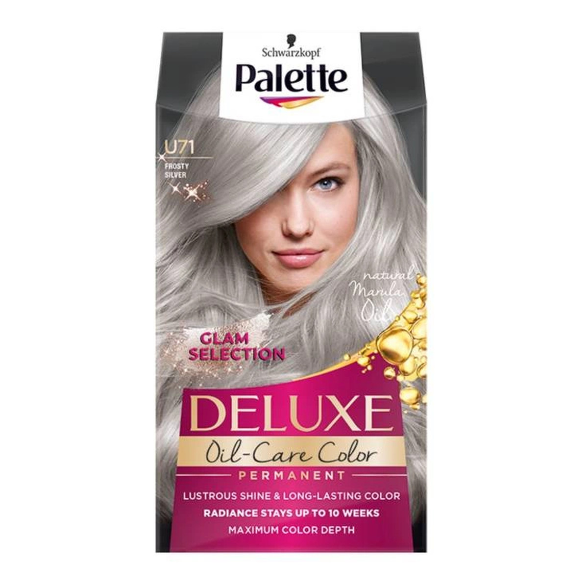 Palette Deluxe oil-care color farba do włosów trwale koloryzująca z mikroolejkami u71 mroźne srebro