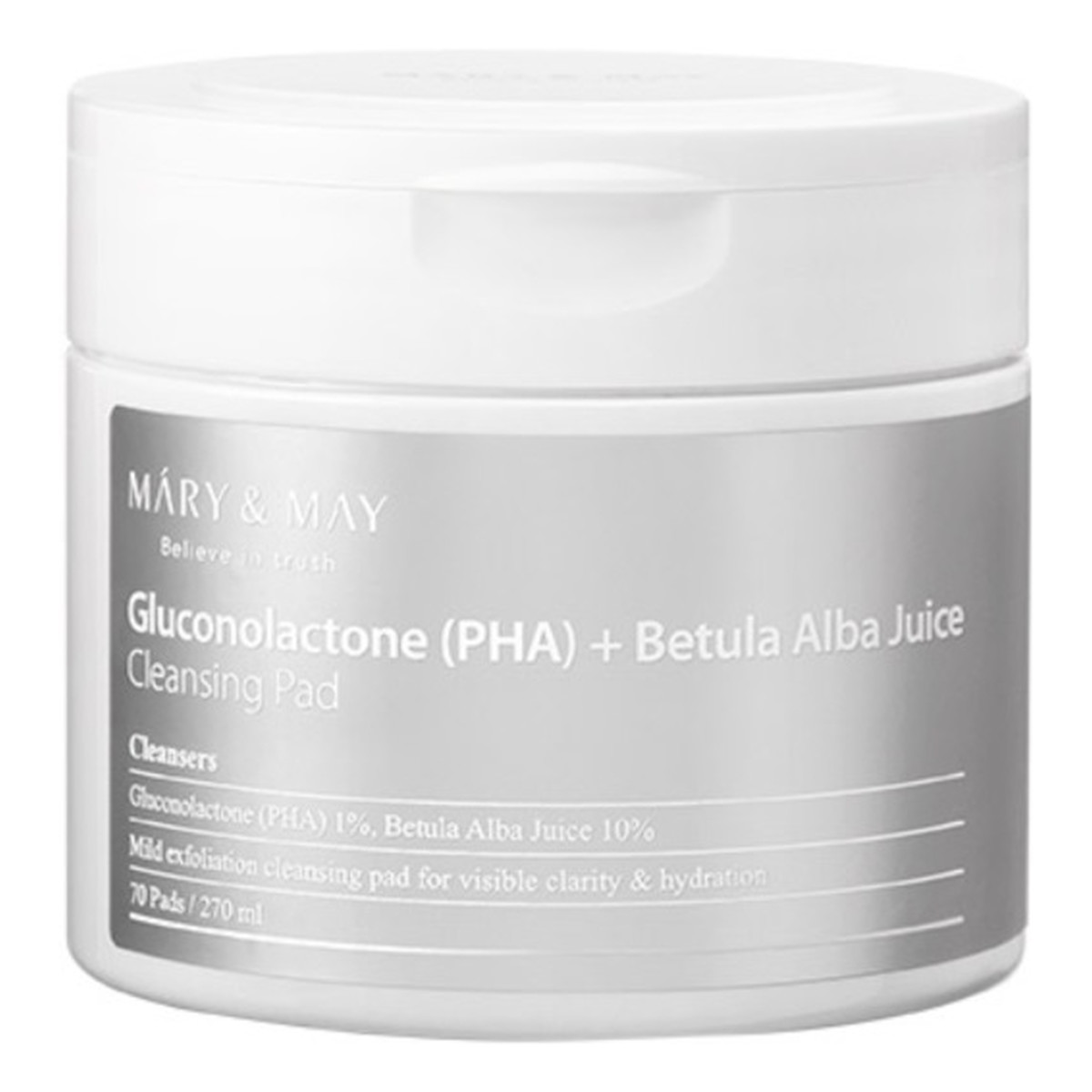 Mary&May Gluconolactone (pha) + betula alba juice cleansing pad oczyszczające płatki do twarzy 70szt.