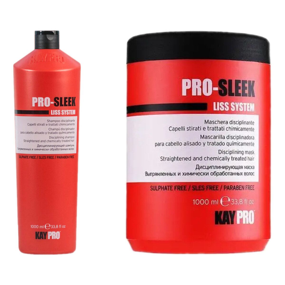 KayPro Pro-Sleek Liss System Szampon 1L + Maska do włosów prostowanych 1L
