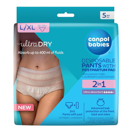 Oddychające majtki poporodowe 2w1 z podkładem L/XL