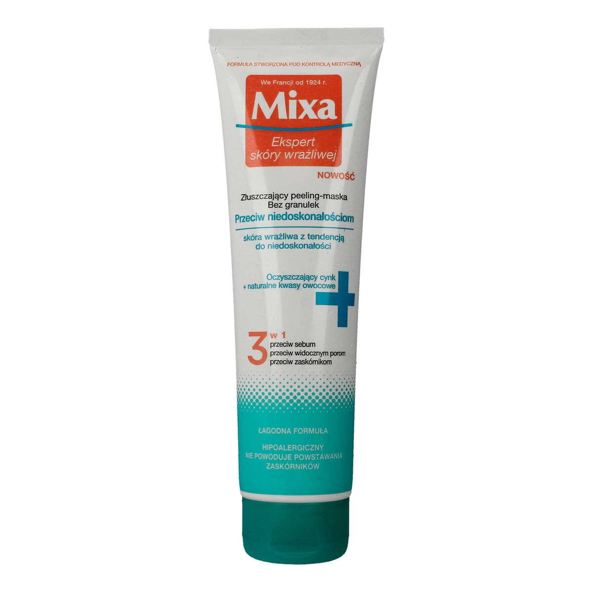 Mixa Złuszczający Peeling-maska przeciw niedoskonałościom bez granulek 3w1 150ml