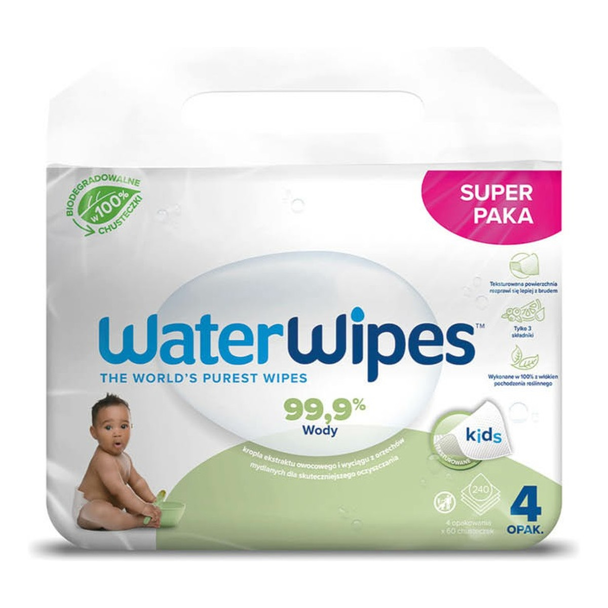 WaterWipes Soapberry bio chusteczki nawilżane dla dzieci 4x60szt.