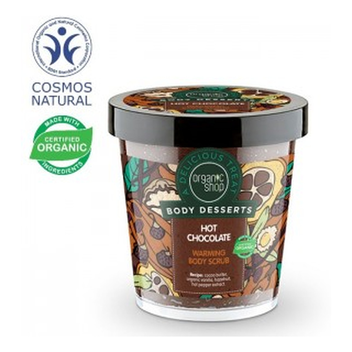 Organic Shop Body Desserts Gorąca Czekolada Rozgrzewający Scrub Do Ciała 450ml