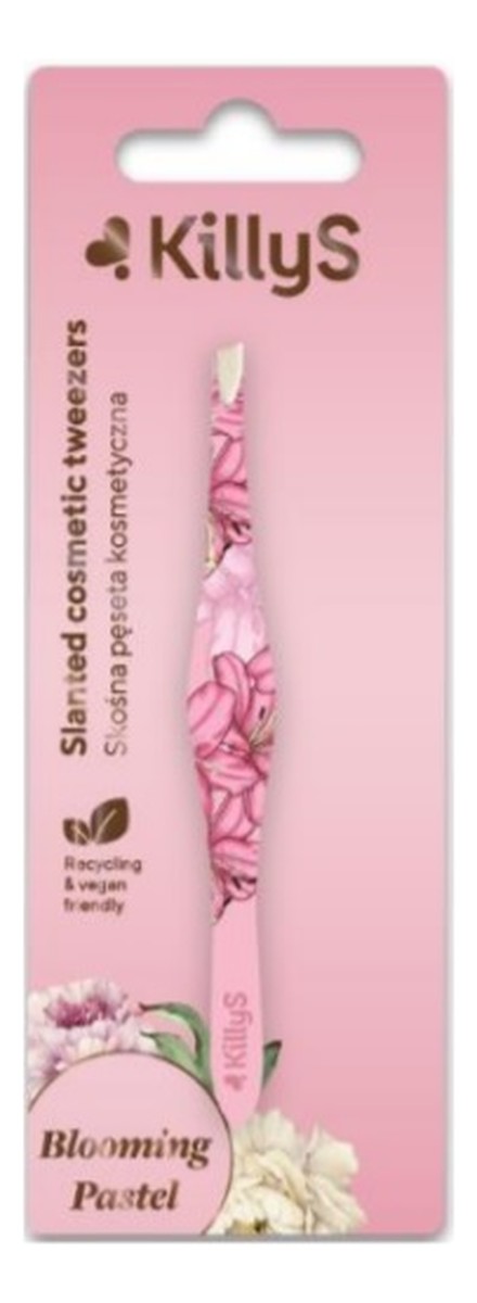 Blooming pastel slanted cosmetic tweezers skośna profilowana pęseta kosmetyczna