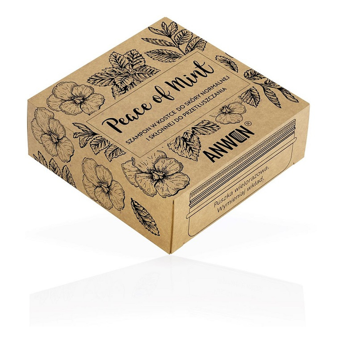Anwen Peace of Mint szampon w kostce do skóry normalnej i skłonnej do przetłuszczania się Mięta + puszka 75g