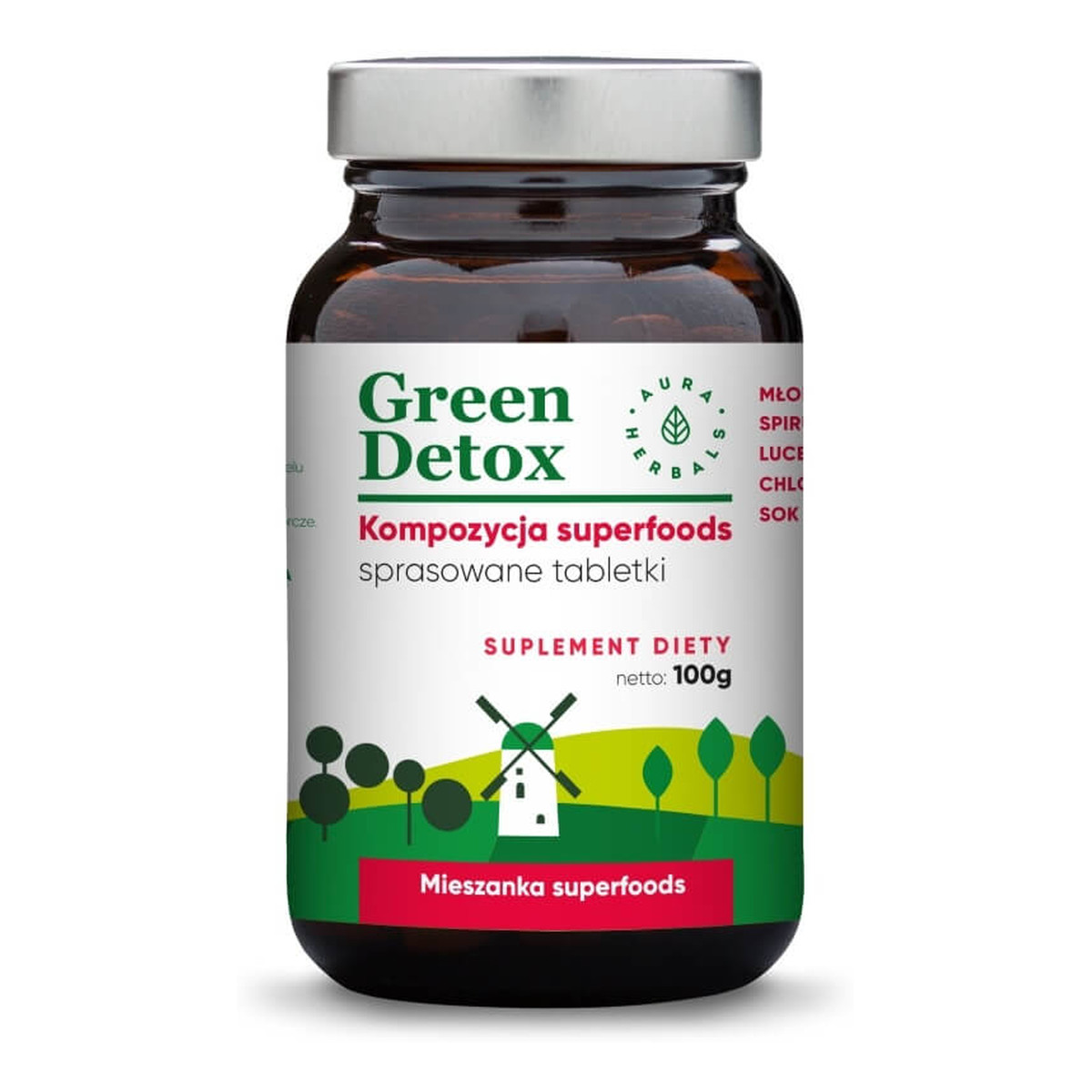 Aura Herbals Green Detox tabletki oczyszczające suplement diety 75 Tabletek 100g