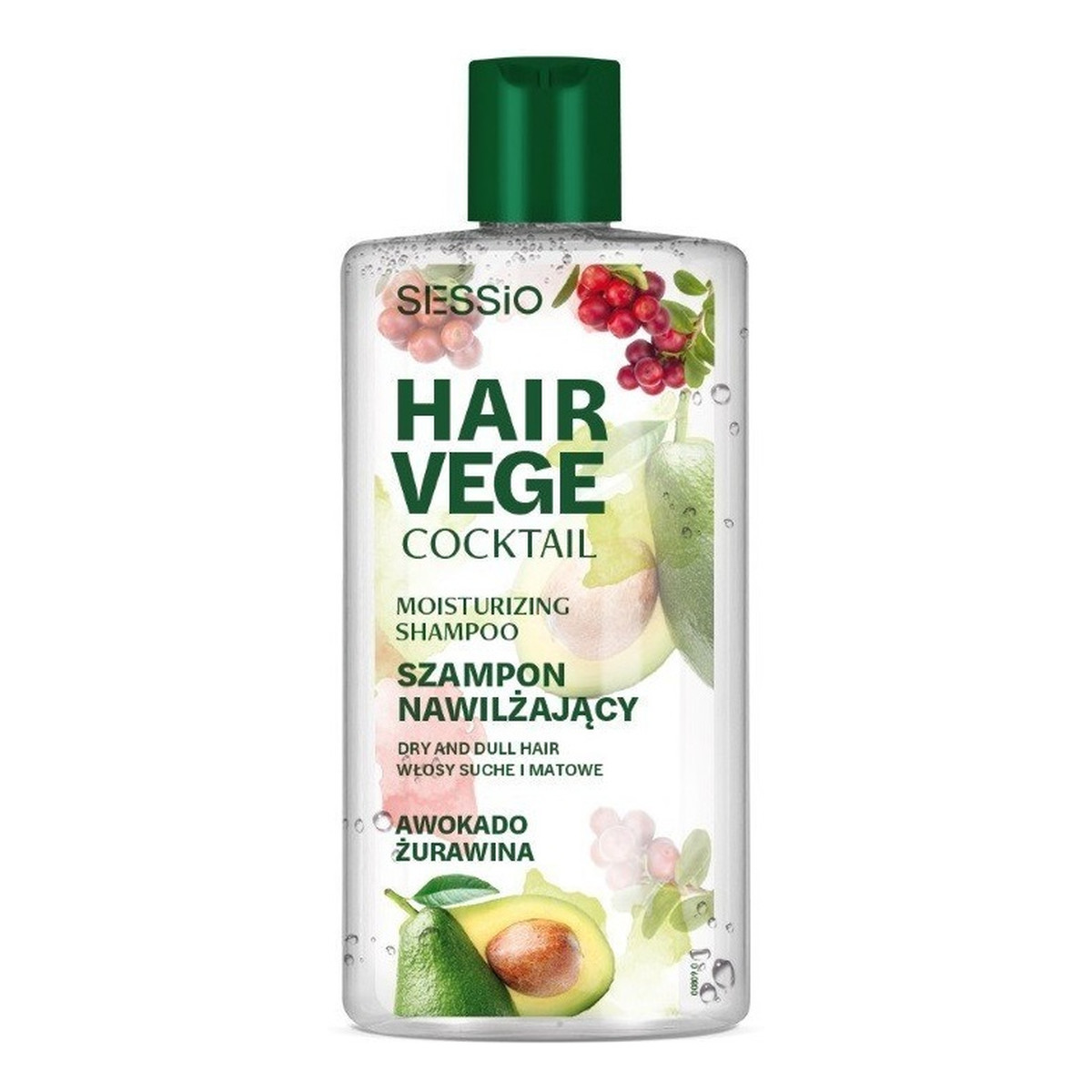 Sessio Hair vege cocktail nawilżający szampon do włosów awokado i żurawina 300g