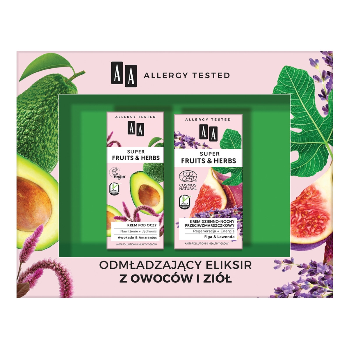 AA Super Fruits & Herbs Zestaw krem dzienno-nocny przeciwzmarszczkowy 50ml + krem pod oczy 15ml