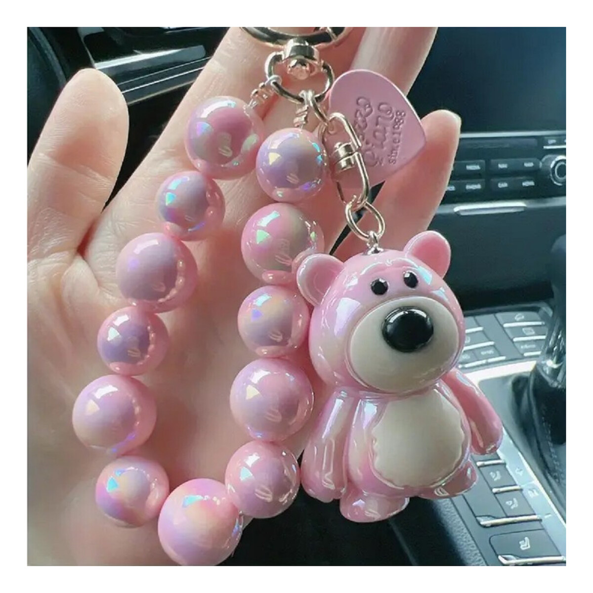 Ecarla Brelok Do Kluczy Miś Z Koralikami Różowy BRL366R