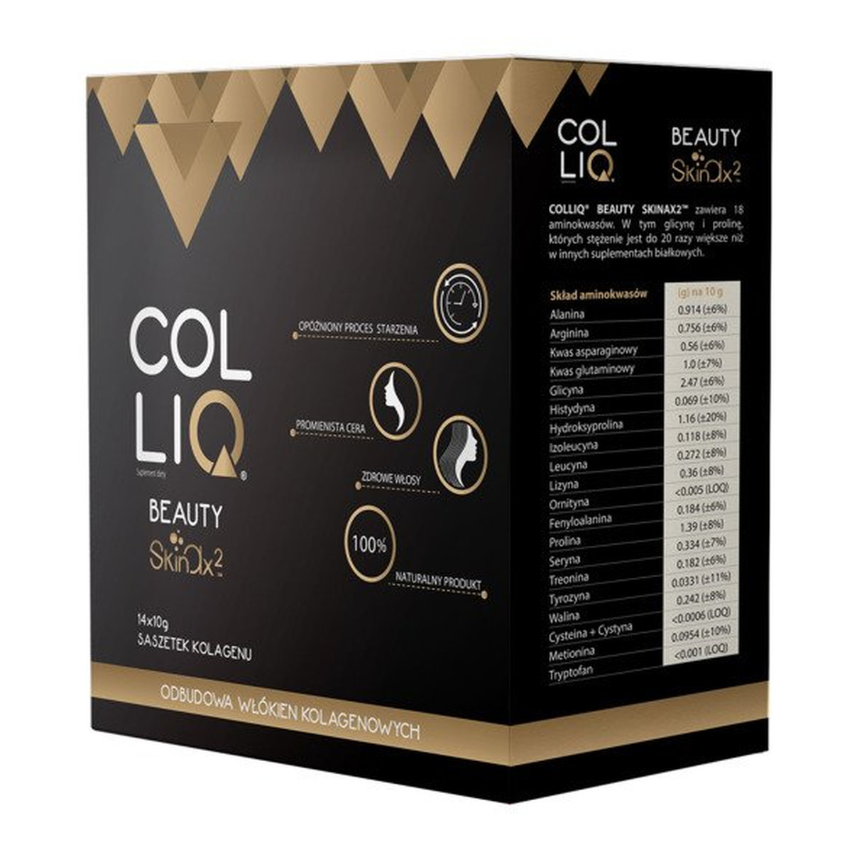 Colliq Beauty Skinax2 suplement diety 14x10g saszetek kolagenu odbudowa włokien kolagenowych 140g
