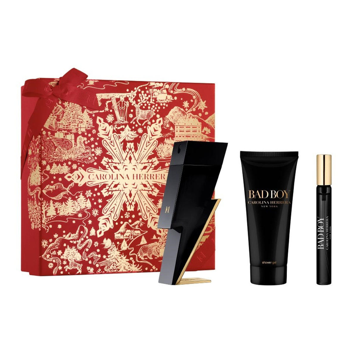 Carolina Herrera Bad Boy Zestaw woda toaletowa spray 100ml + żel pod prysznic 100ml + miniatura wody toaletowej 10ml