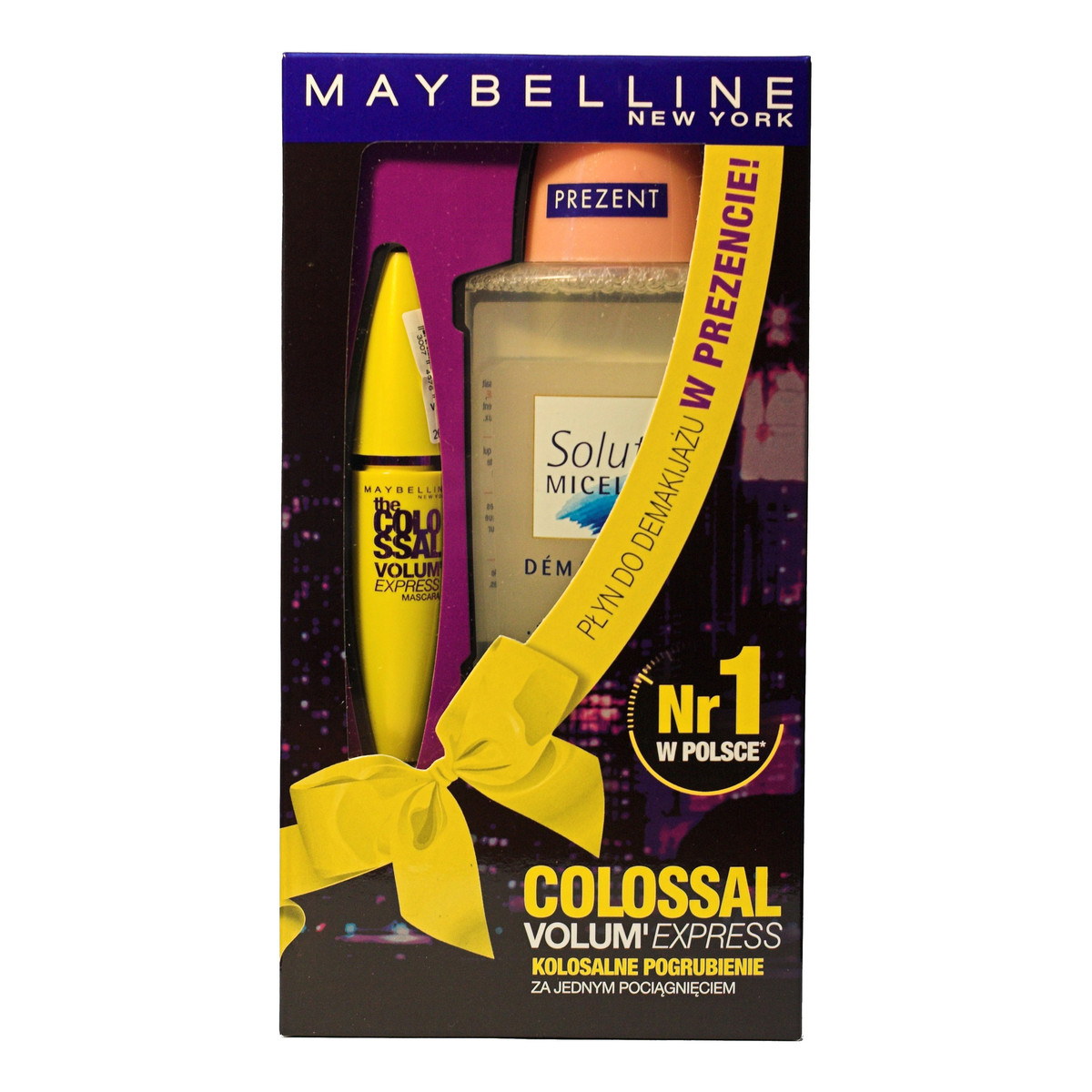Maybelline ZESTAW Tusz Colossal Volum' Express + Płyn Micelarny