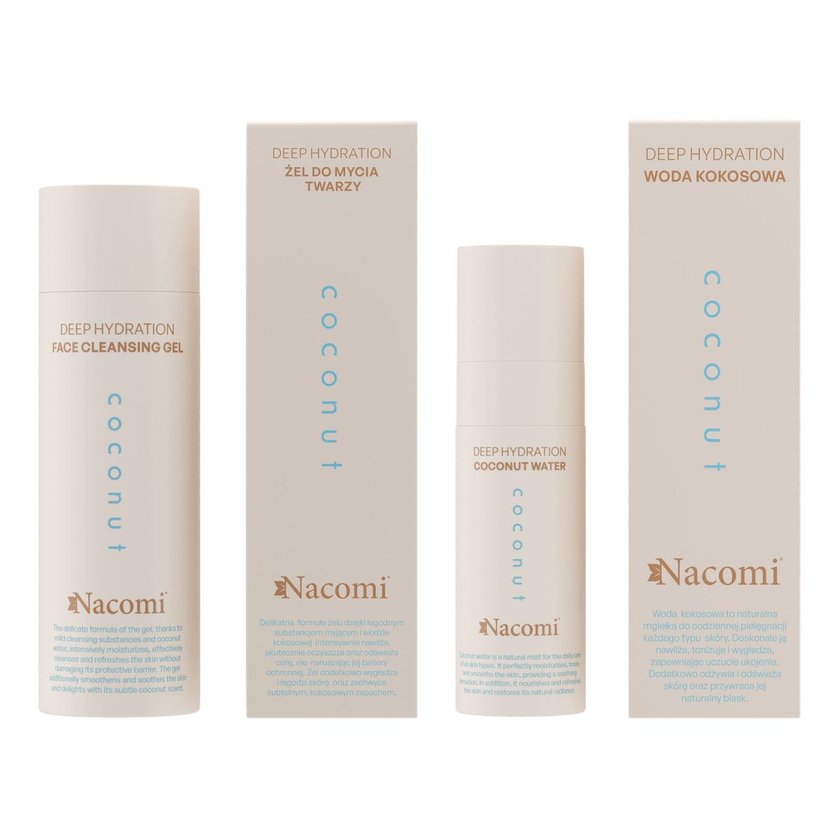 Nacomi Deep hydration Coconut Żel do mycia twarzy + Woda kokosowa