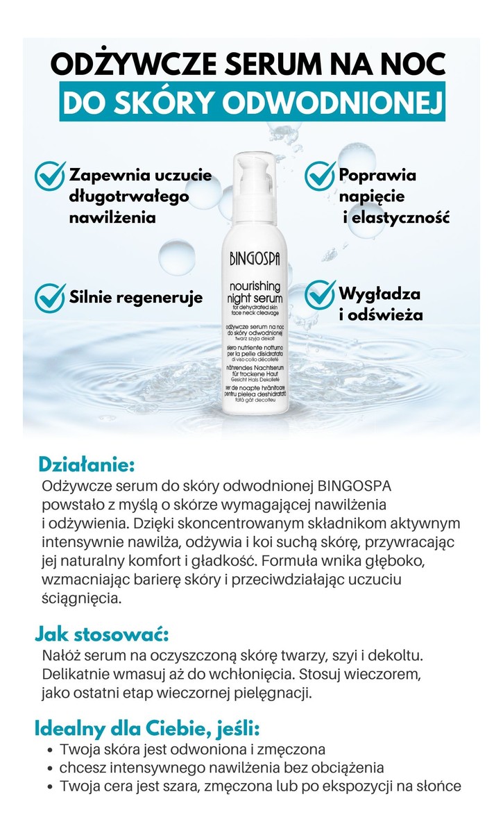 Odżywcze serum na noc do skóry odwodnionej - twarz, szyja, dekolt