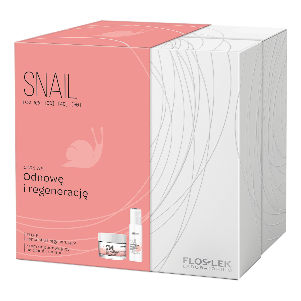 FlosLek Snail Zestaw prezentowy Elixir koncentrat + Regenerujący krem odbudowujący na dzień i na noc