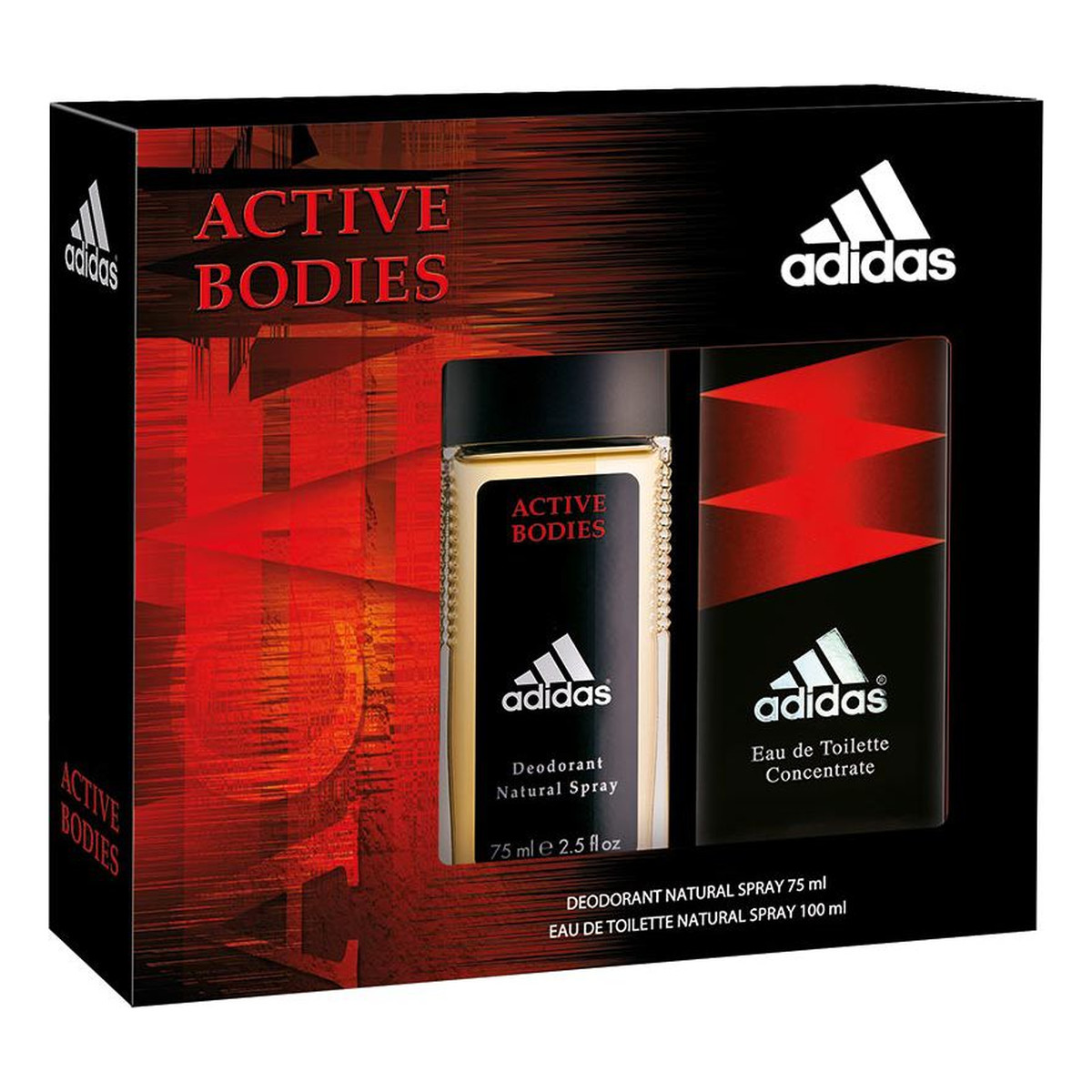 Adidas Active Bodies Zestaw (dezodorant perfumowany 75ml + woda toaletowa 100ml) 75ml
