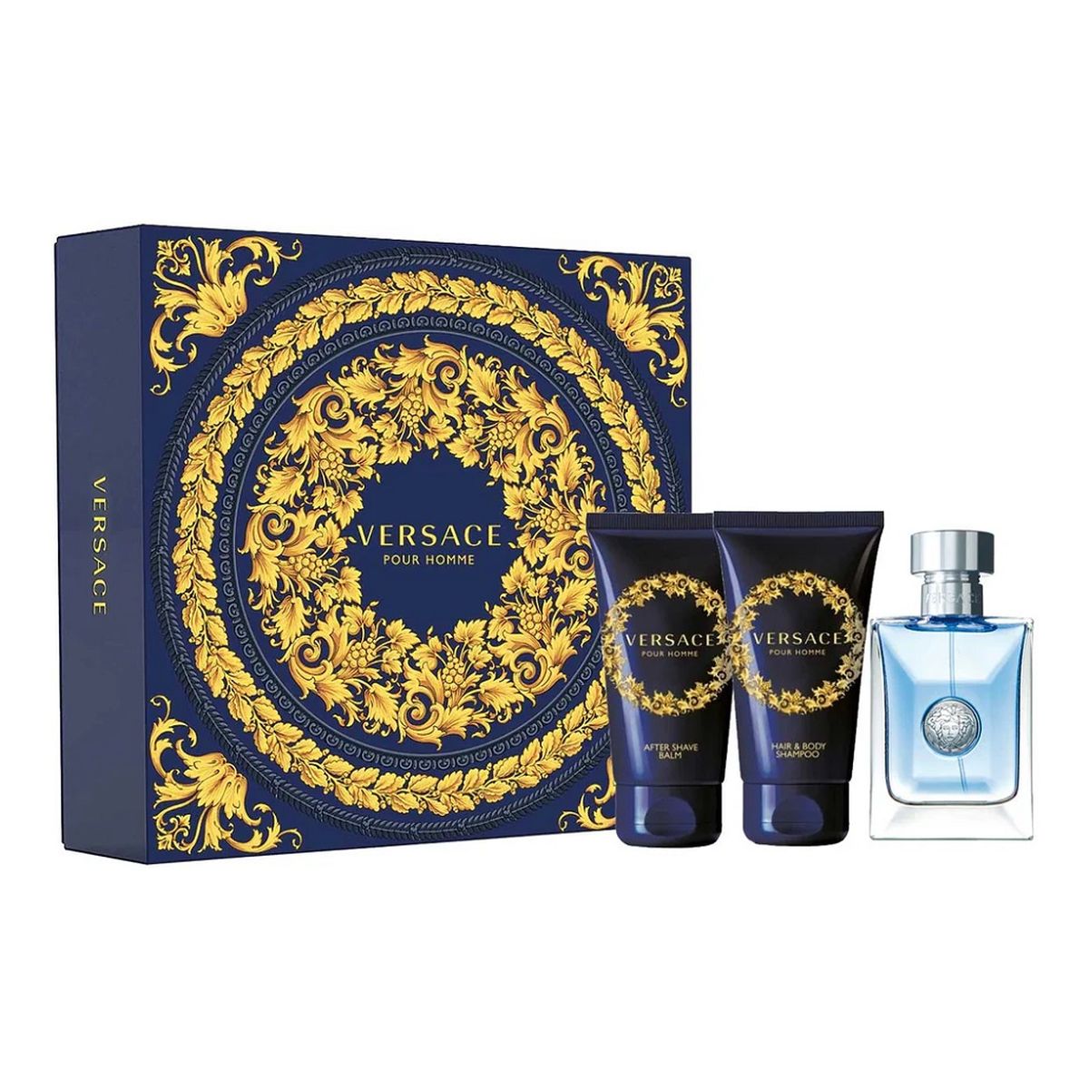 Versace Pour Homme Zestaw woda toaletowa spray 50ml + balsam po goleniu 50ml + żel pod prysznic 50ml