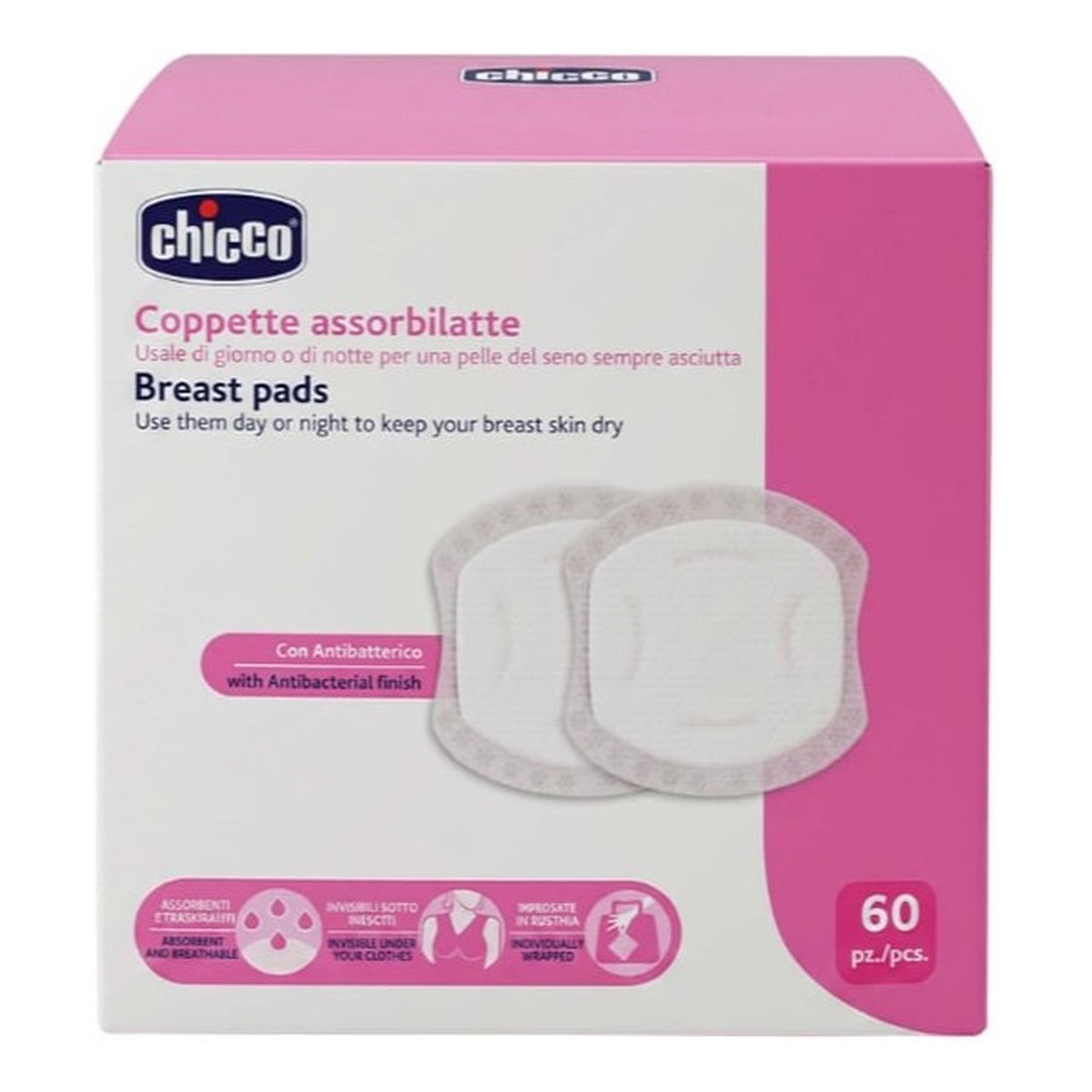 Chicco wkładki laktacyjne z powłoką antybakteryjną 60szt