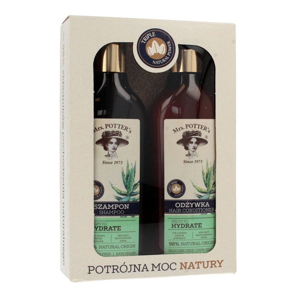 Mrs. Potter's Triple Herb zestaw prezentowy (Szampon+Odżywka 2x390ml)