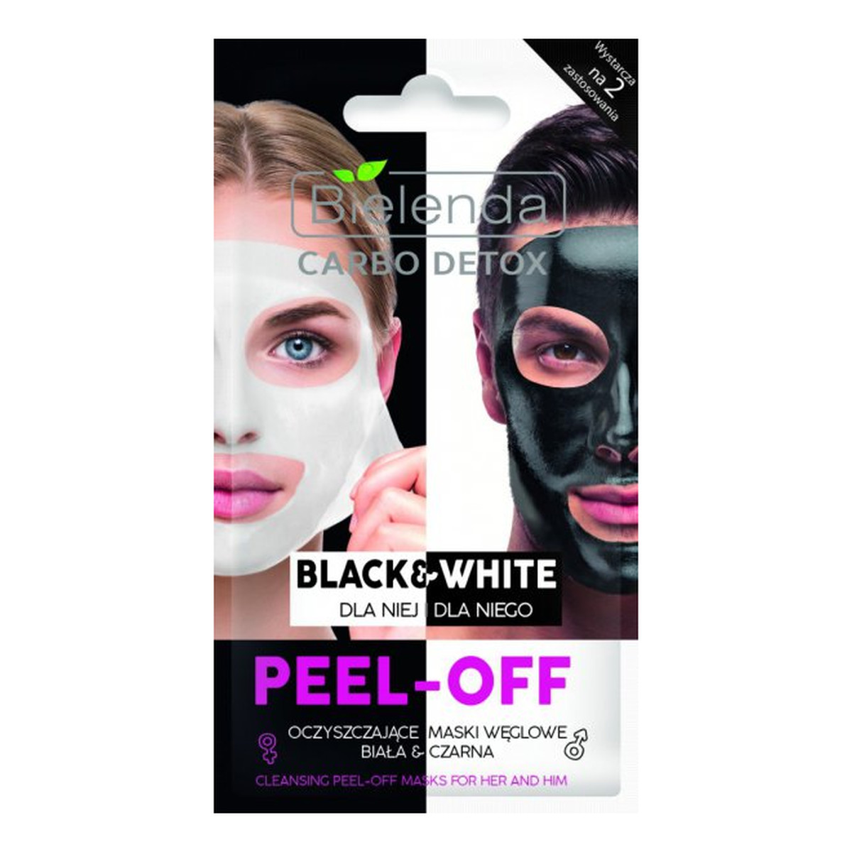 Bielenda Carbo Detox BLACK&WHITE OCZYSZCZAJĄCE MASKI PELL-OFF DLA NIEJ I DLA NIEGO 2X6G 12g