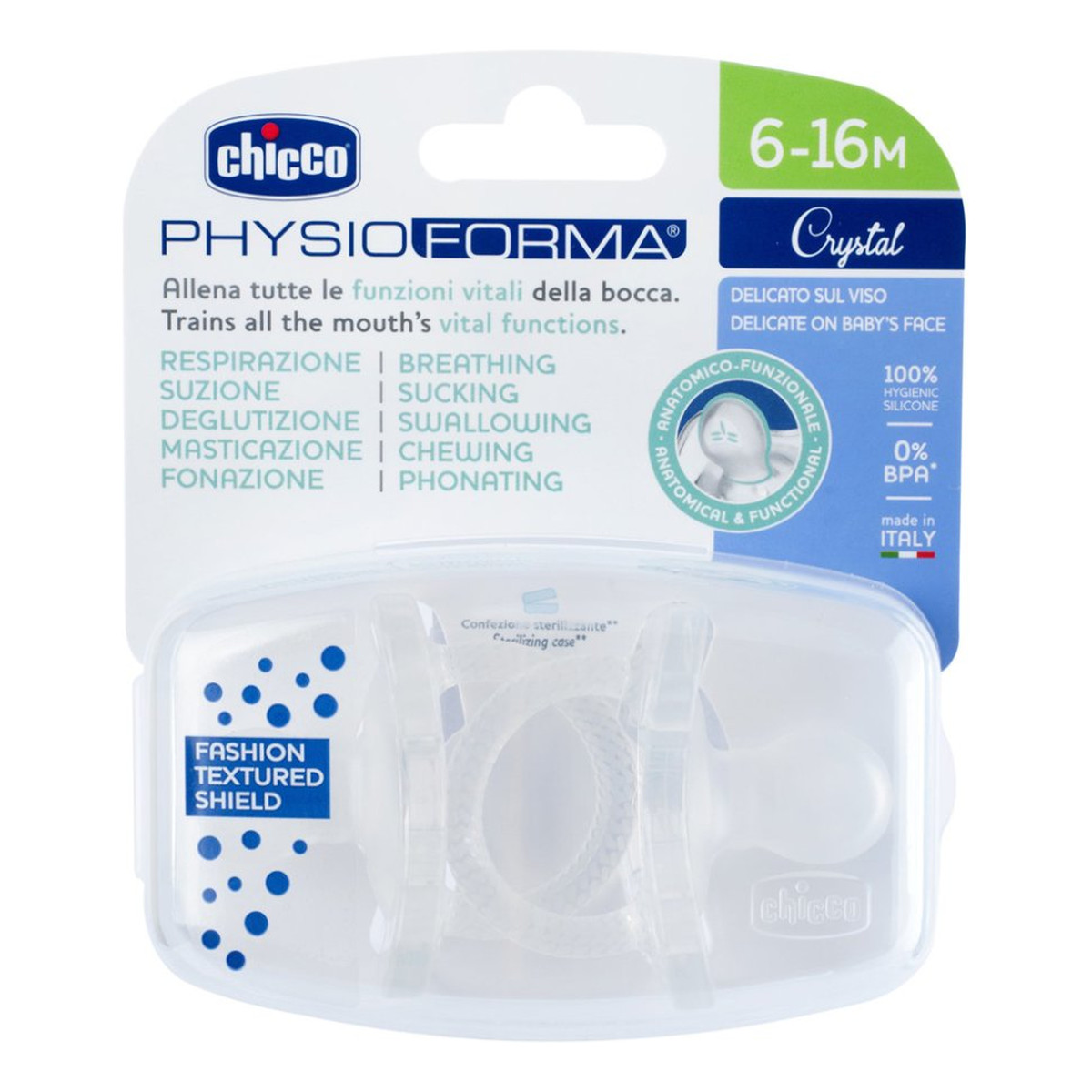 Chicco Physioforma crystal silikonowy smoczek uspokajający 6-16m 2szt.