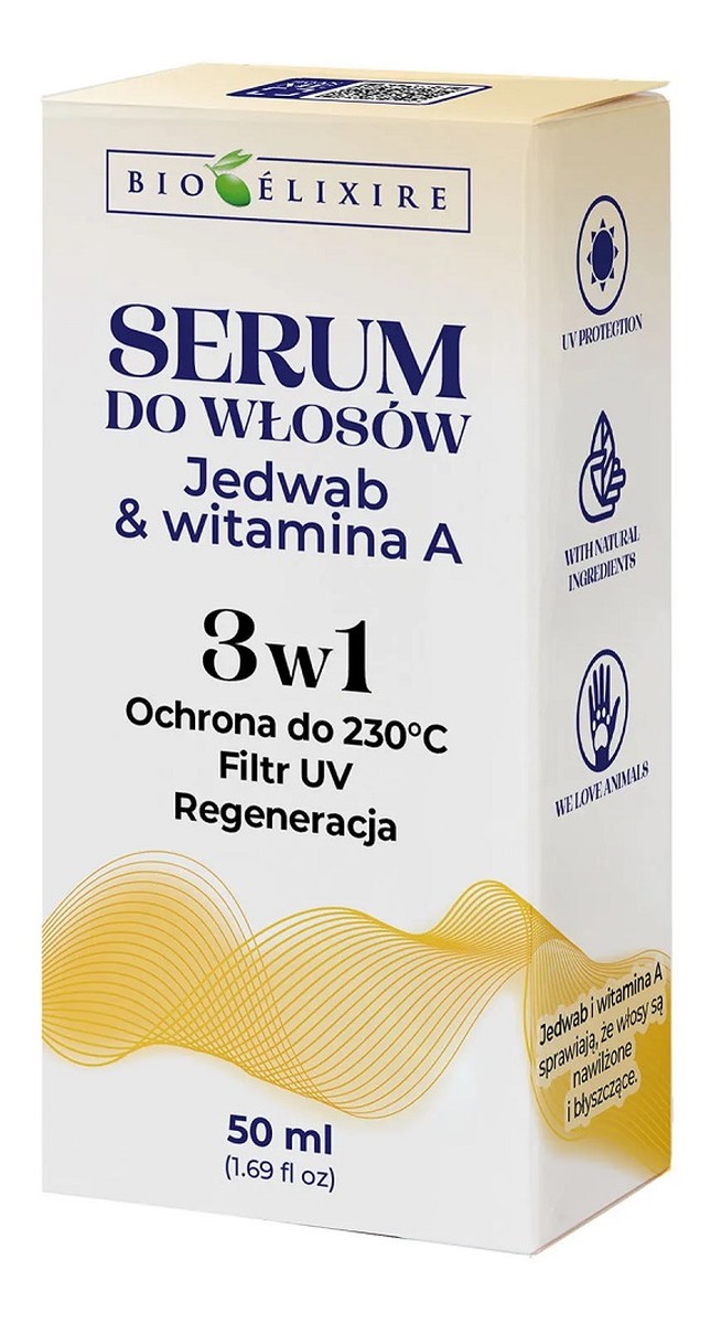 Serum do włosów z jedwabiem i witaminą a 3w1