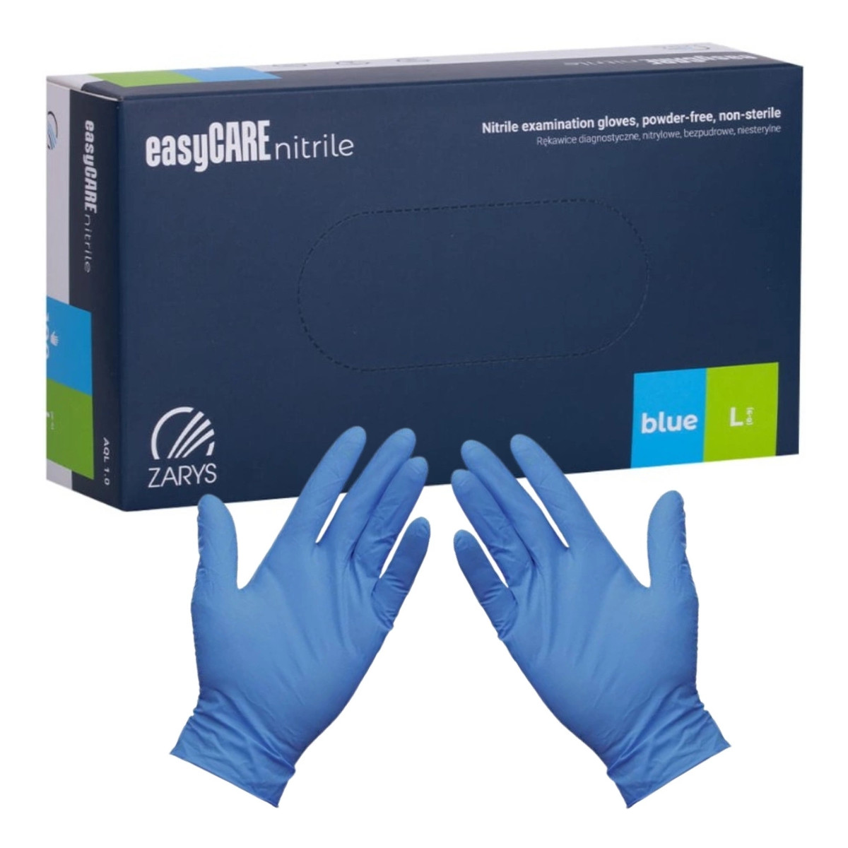 Zarys EasyCare Nitrile Rękawice diagnostyczne nitrylowe bezpudrowe niesterylne niebieskie L 100szt.