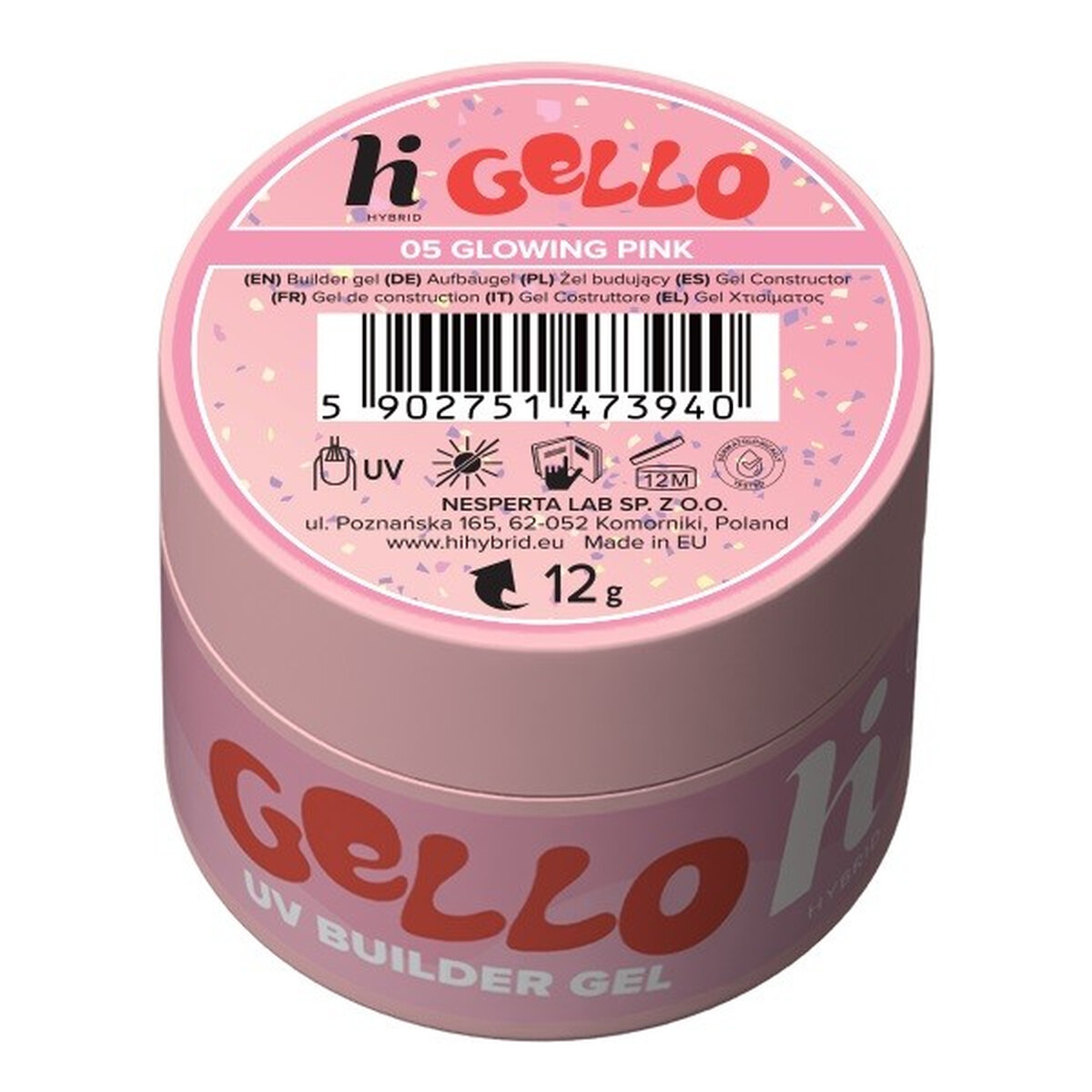 Hi Hybrid Gello Żel budujący do paznokci 05 glowing pink 12g