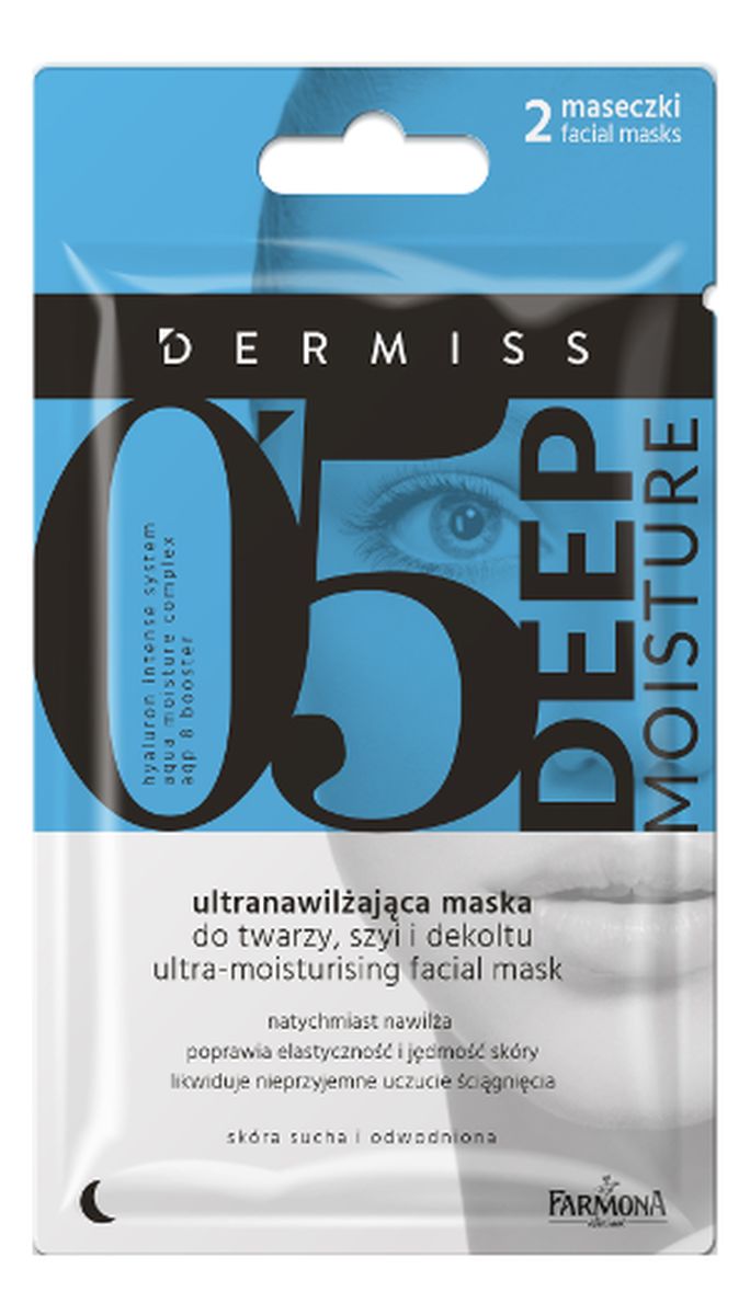 0’5 DEEP MOISTURE ultra nawilżająca maska do twarzy, szyi i dekoltu, 2x5 ml