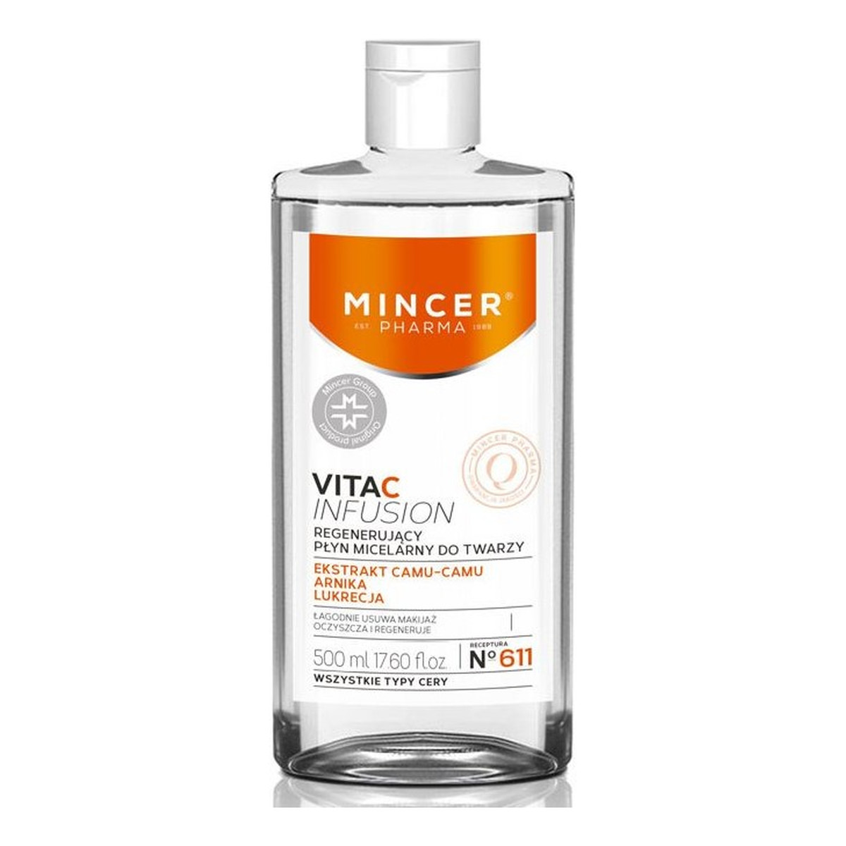 Mincer Pharma Vita C Infusion Regenerujący płyn micelarny do twarzy No 611 500ml