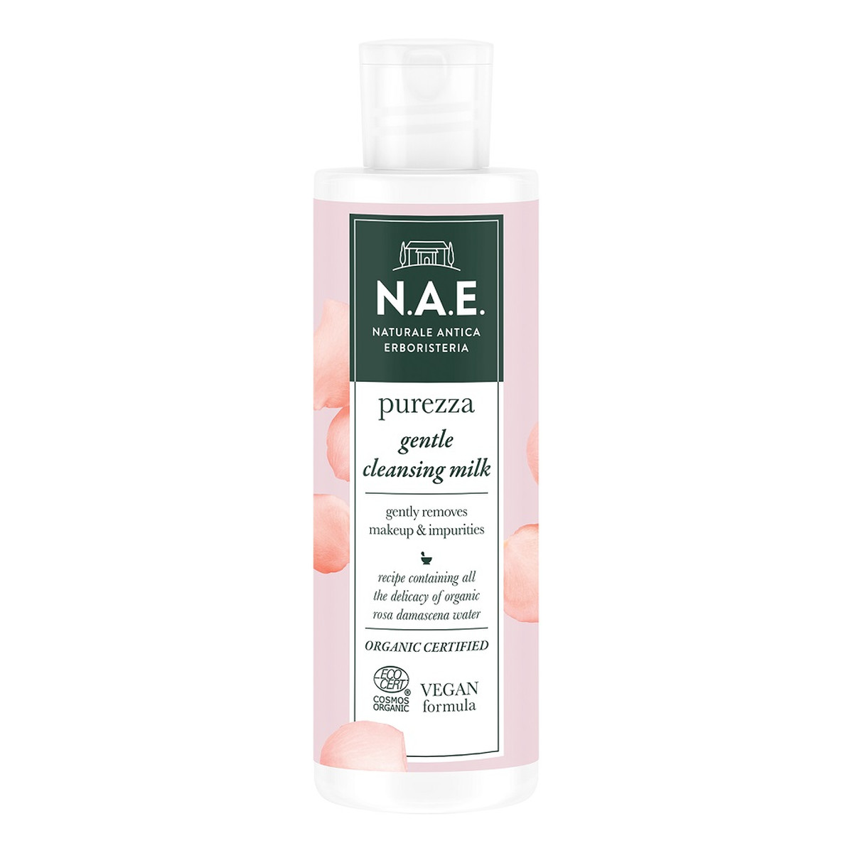 N.A.E Purezza Gentle Cleansing Milk delikatne mleczko oczyszczające do twarzy z organiczną wodą z róży damasceńskiej 200ml