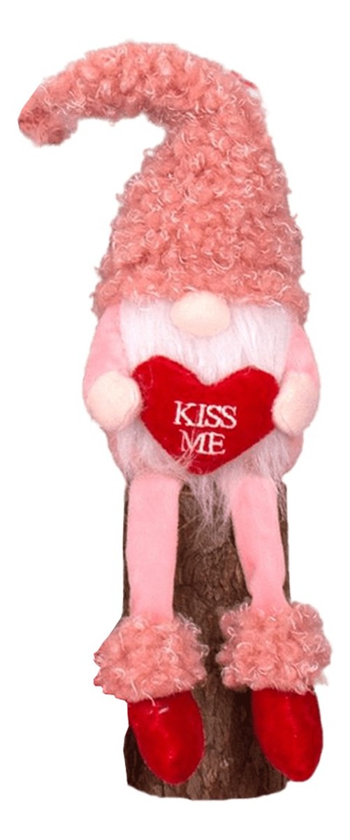 Maskotka krasnal "kiss me"-różowa bukla 1szt